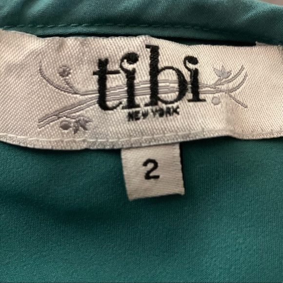 𝅺TIBI New York Turquoise Washed Silk One Shoulder Dress Size 2 - Picture 3 of 7